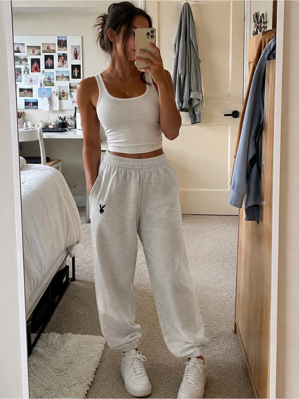 Playboy Gray Bunny Logo Jogger Sweatpants